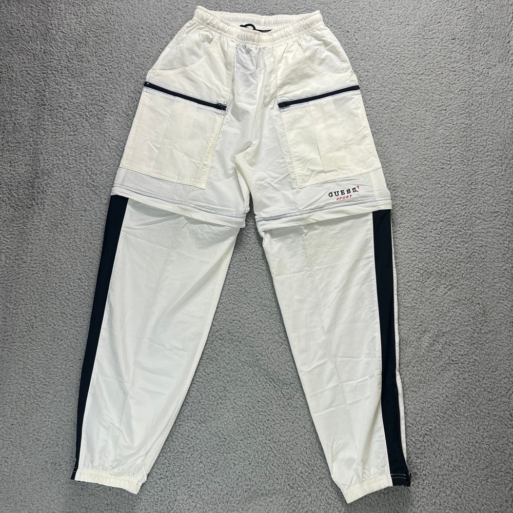 Guess Sport Convertible Track Pants Women Medium‎ White Vintage 90s Zip Off USA